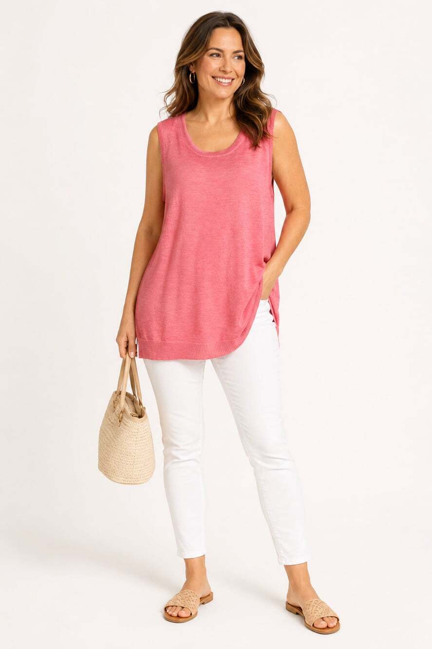 Tommy Hilfiger Women’s Tank Top XL Peach Orange Cotton Knit Sleeveless Casual